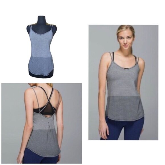 lululemon athletica Tops - LULULEMON Breezy Strappy Back Tank Top Gray Stripe Size: 6